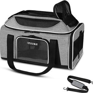 Petskd Top-Expandable Pet Carrier 17x12x8.5 Grey Airline Approved
